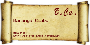 Baranya Csaba névjegykártya